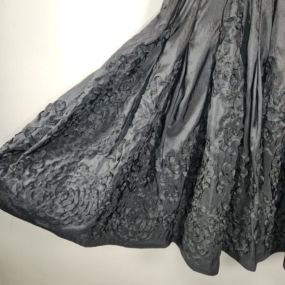 ADRIANNA PAPELL Sleeveless Evening Cocktail Dress Womens 4 Black Floral Applique - Picture 10 of 12